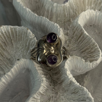 Vintage 925 Sterling Silver Amethyst Ring Adjustable