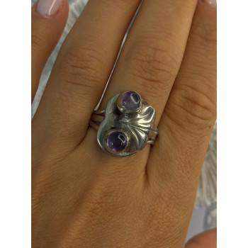 Vintage 925 Sterling Silver Amethyst Ring Adjustable