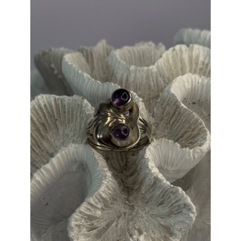 Vintage 925 Sterling Silver Amethyst Ring Adjustable