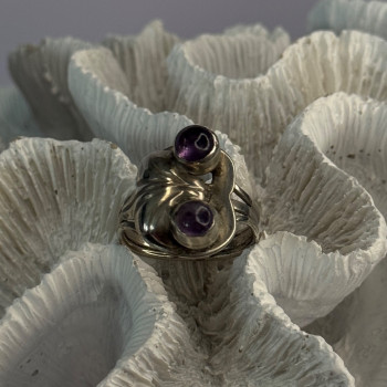 Vintage 925 Sterling Silver Amethyst Ring Adjustable