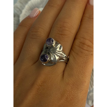 Vintage 925 Sterling Silver Amethyst Ring Adjustable