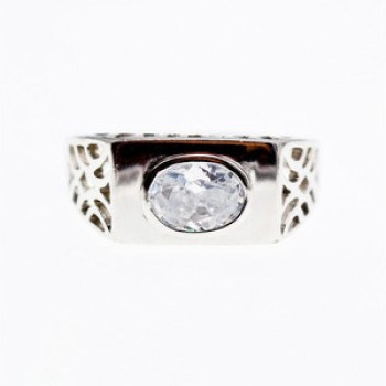 925 Sterling Silver CZ Men'S Ring Size 15.25