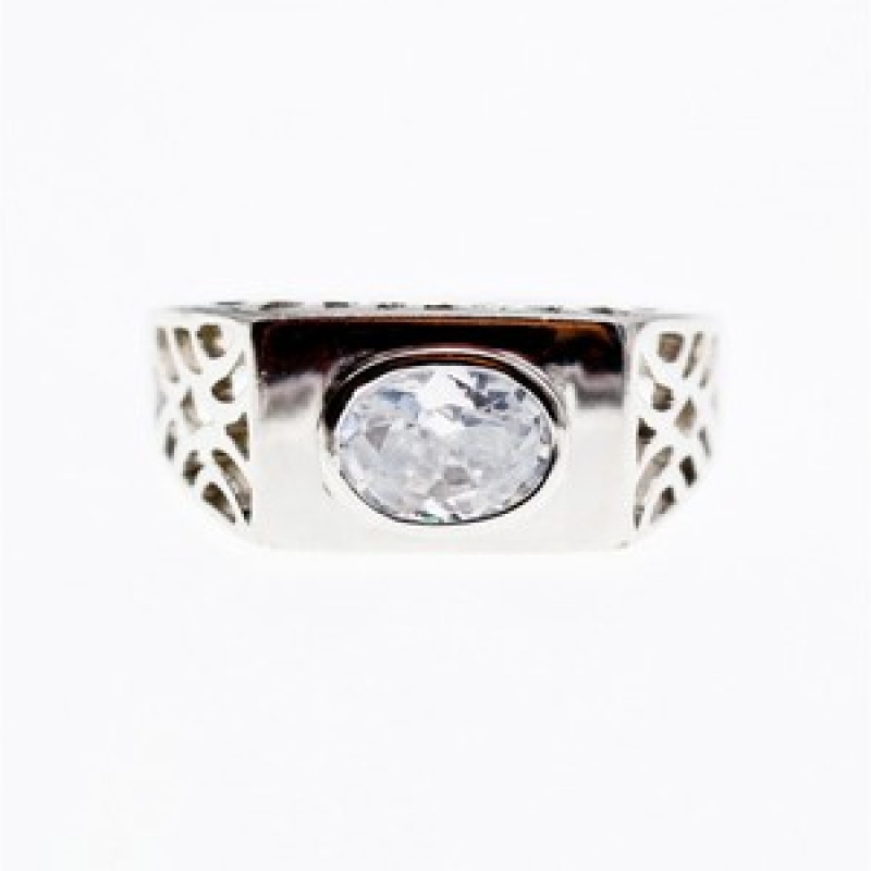 925 Sterling Silver CZ Men'S Ring Size 15.25