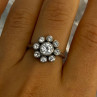 925 Sterling Silver CZ Flower Ring Size 9