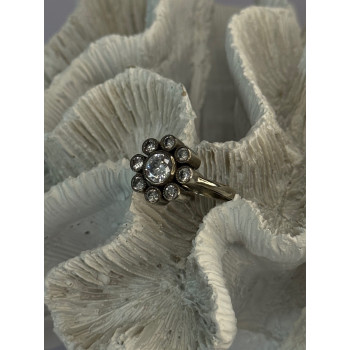 925 Sterling Silver CZ Flower Ring Size 9