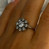 925 Sterling Silver CZ Flower Ring Size 9
