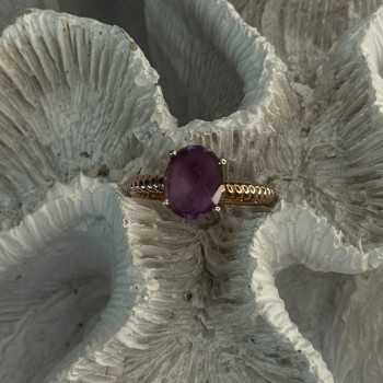 925 Sterling Silver Amethyst Ring Size 6.5
