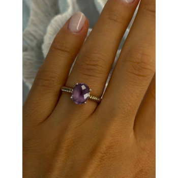 925 Sterling Silver Amethyst Ring Size 6.5