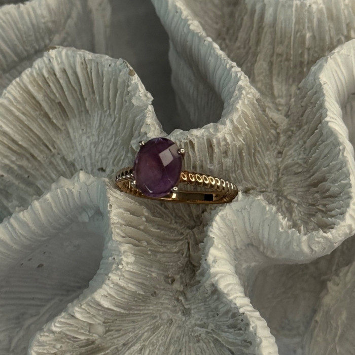 925 Sterling Silver Amethyst Ring Size 6.5