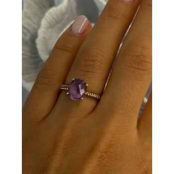 925 Sterling Silver Amethyst Ring Size 6.5