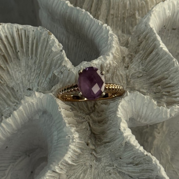 925 Sterling Silver Amethyst Ring Size 6.5