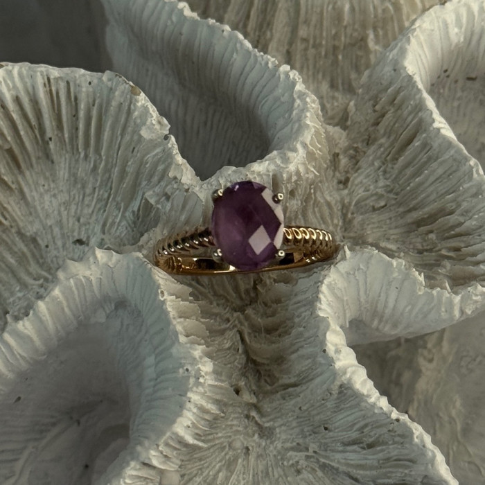 925 Sterling Silver Amethyst Ring Size 6.5