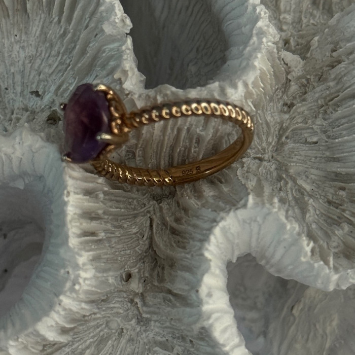 925 Sterling Silver Amethyst Ring Size 6.5
