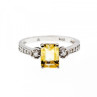 925 Sterling Silver Yellow Tourmaline & CZ Ring Size 8.5