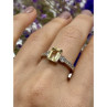 925 Sterling Silver Yellow Tourmaline & CZ Ring Size 8.5