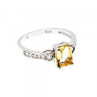 925 Sterling Silver Yellow Tourmaline & CZ Ring Size 8.5