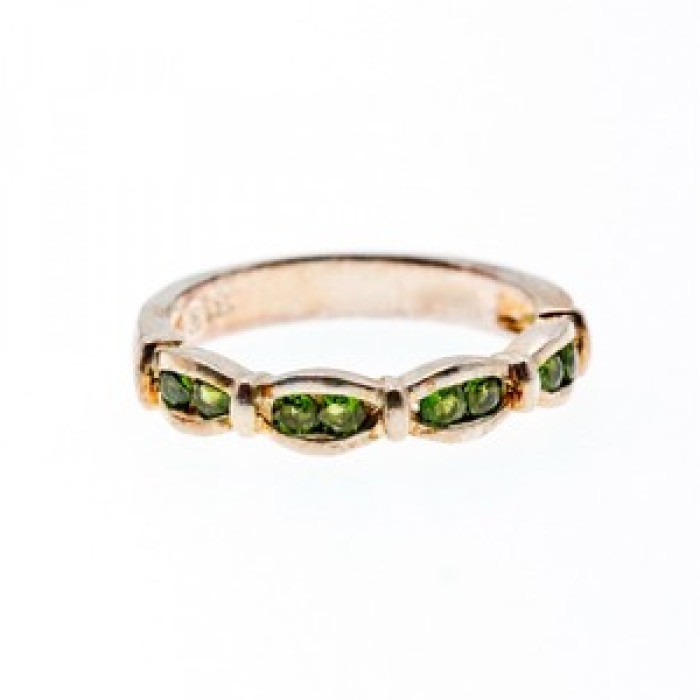 925 Sterling Silver Emeralds Ring Size 7