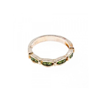 925 Sterling Silver Emeralds Ring Size 7