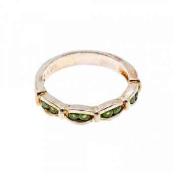 925 Sterling Silver Emeralds Ring Size 7