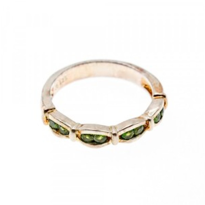 925 Sterling Silver Emeralds Ring Size 7