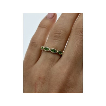 925 Sterling Silver Emeralds Ring Size 7