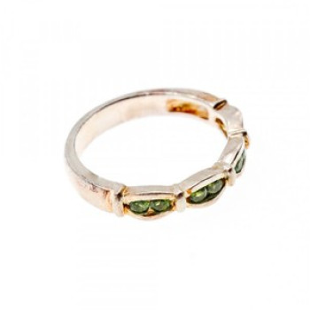 925 Sterling Silver Emeralds Ring Size 7