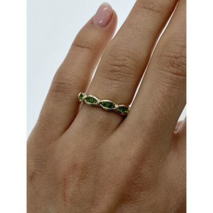 925 Sterling Silver Emeralds Ring Size 7