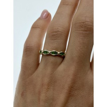 925 Sterling Silver Emeralds Ring Size 7