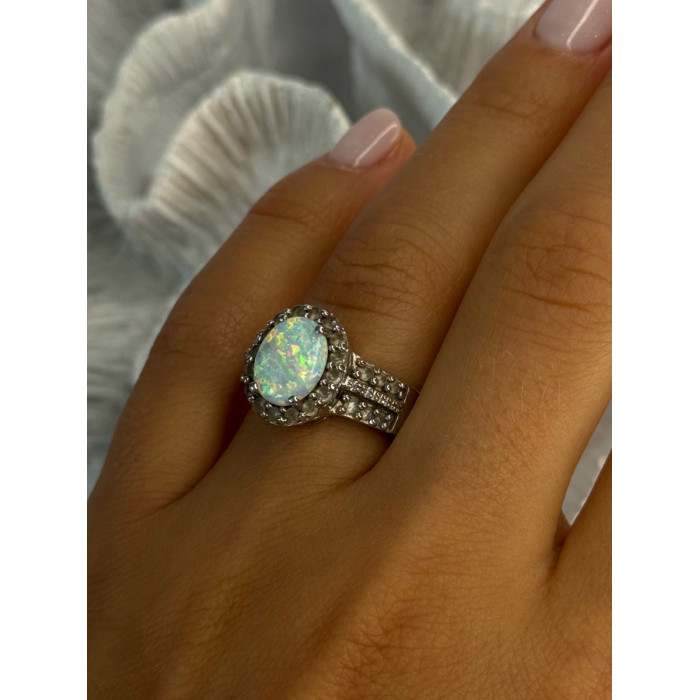 Jwbr 925 Sterling Silver Opal & Beryl Ring Size 7