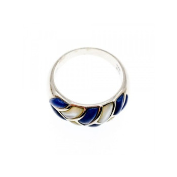 925 STERLING SILVER SODALITE & MOTHER OF PEARL  RING SIZE 11.75