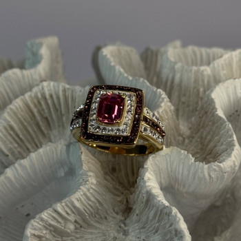 Seta 925 Sterling Silver Gold Plated Spinel Ring Size 10