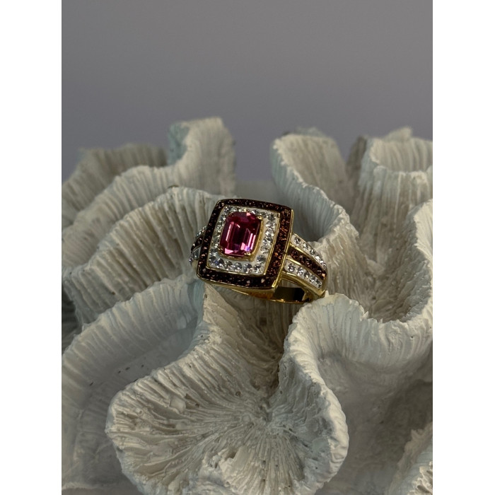 Seta 925 Sterling Silver Gold Plated Spinel Ring Size 10