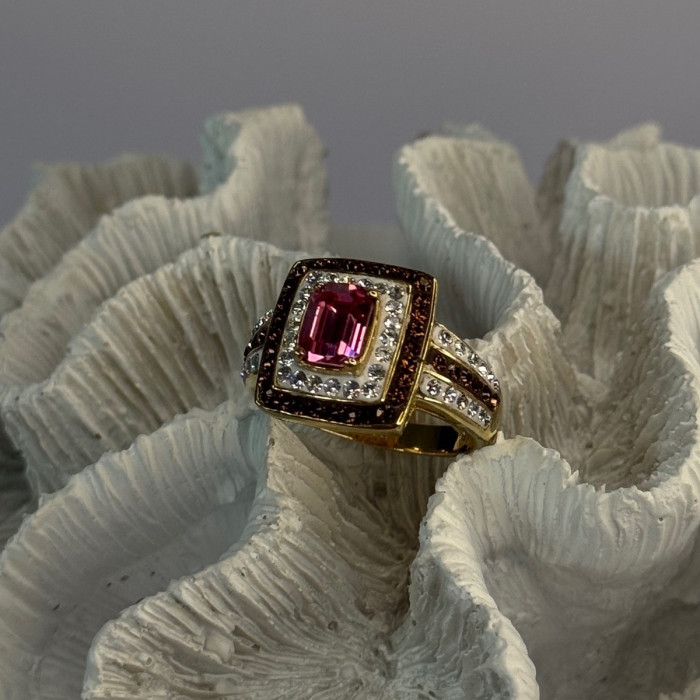 Seta 925 Sterling Silver Gold Plated Spinel Ring Size 10