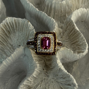 Seta 925 Sterling Silver Gold Plated Spinel Ring Size 10