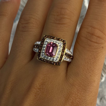 Seta 925 Sterling Silver Gold Plated Spinel Ring Size 10