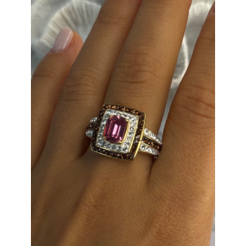 Seta 925 Sterling Silver Gold Plated Spinel Ring Size 10