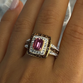 Seta 925 Sterling Silver Gold Plated Spinel Ring Size 10