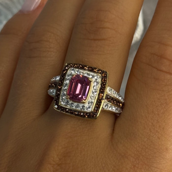 Seta 925 Sterling Silver Gold Plated Spinel Ring Size 10