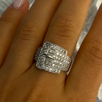 925 Sterling Silver Belt CZ Ring Size 9