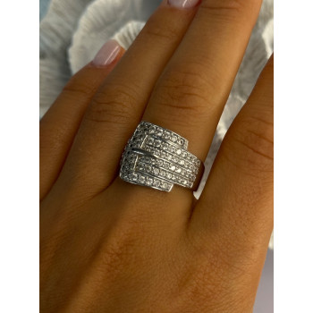 925 Sterling Silver Belt CZ Ring Size 9