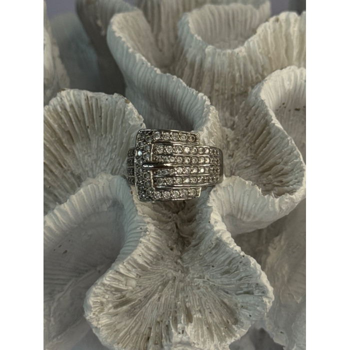 925 Sterling Silver Belt CZ Ring Size 9