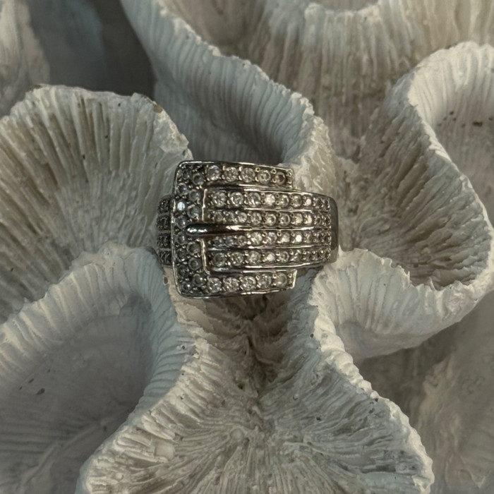 925 Sterling Silver Belt CZ Ring Size 9