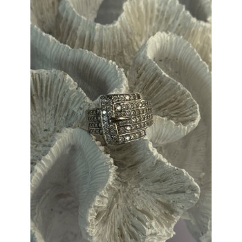 925 Sterling Silver Belt CZ Ring Size 9