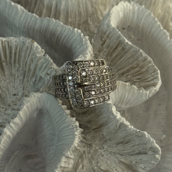 925 Sterling Silver Belt CZ Ring Size 9