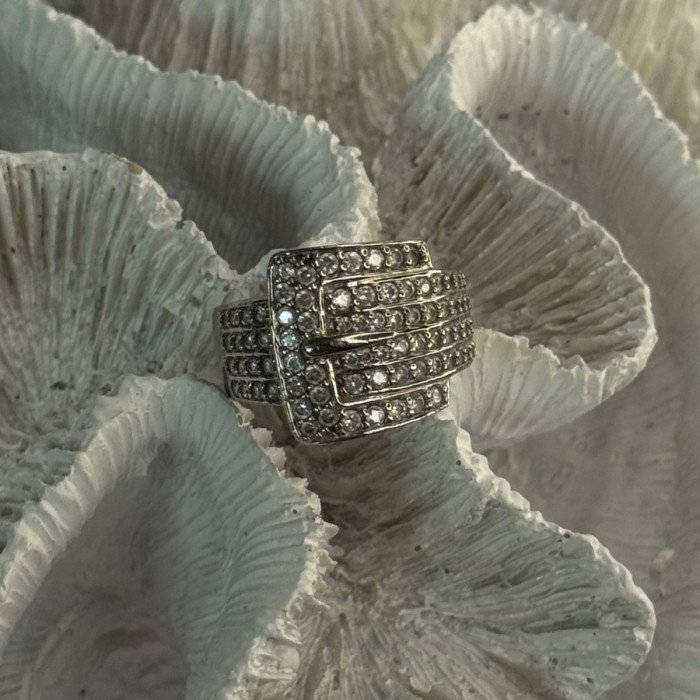 925 Sterling Silver Belt CZ Ring Size 9