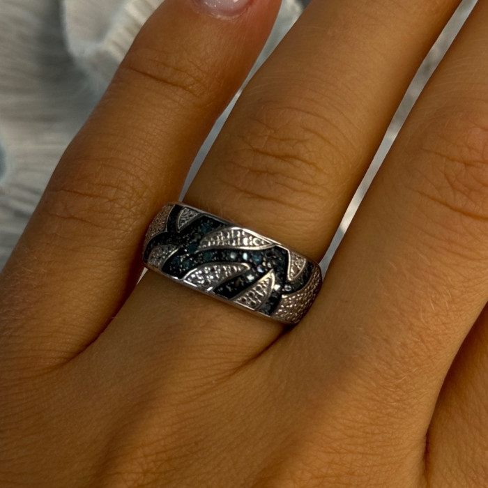 925 Sterling Silver Sapphire Ring Size 7