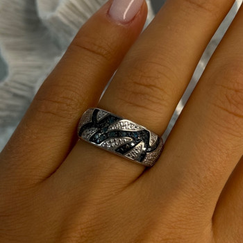 925 Sterling Silver Sapphire Ring Size 7
