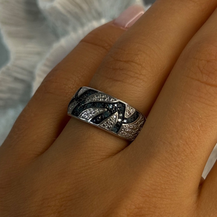 925 Sterling Silver Sapphire Ring Size 7