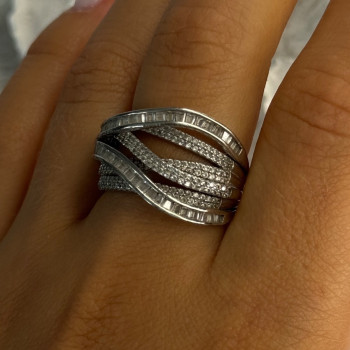 Elegant Design 925 Sterling Silver White Topaz Ring Size 9