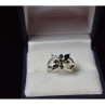 925 Sterling Silver Black Spinel & CZ Ring Size 5.5